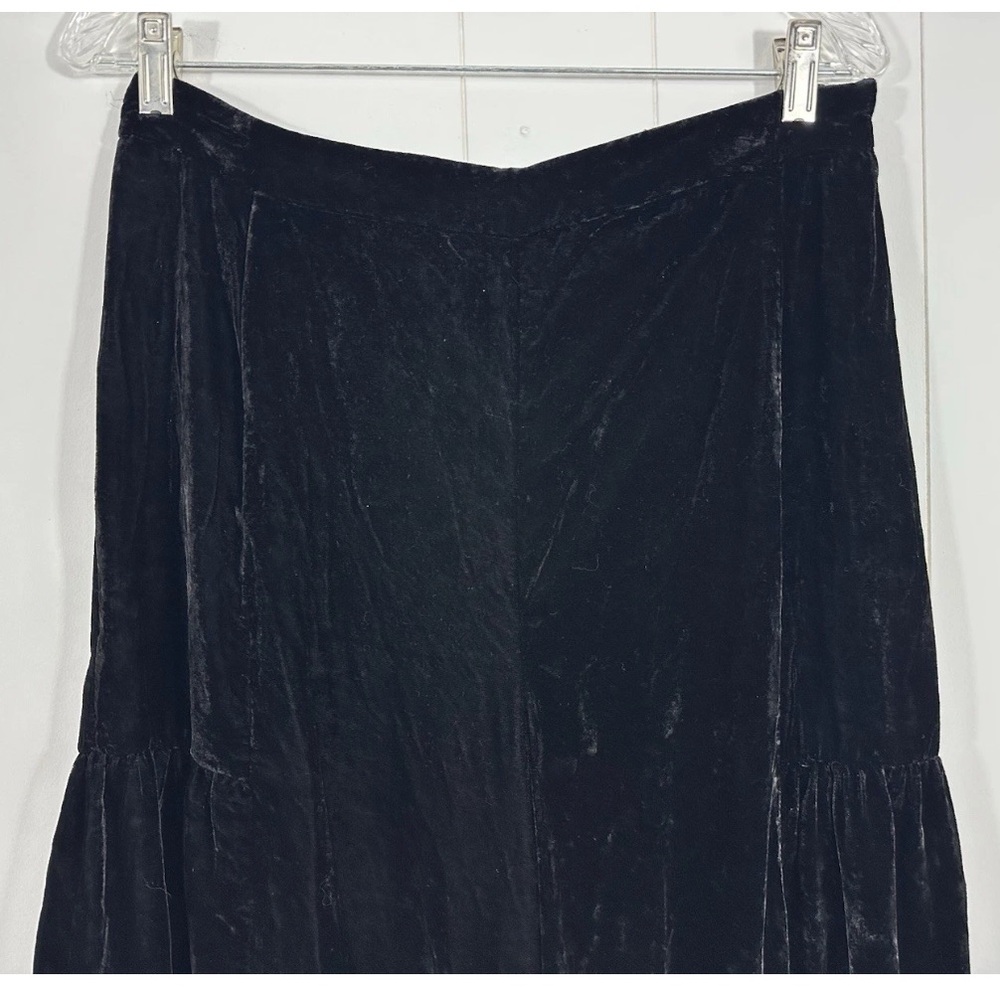 Free People C Est La Vie Wide Leg Pop Star Velvet Pants Size 12 Black Side Zip - Picture 2 of 13